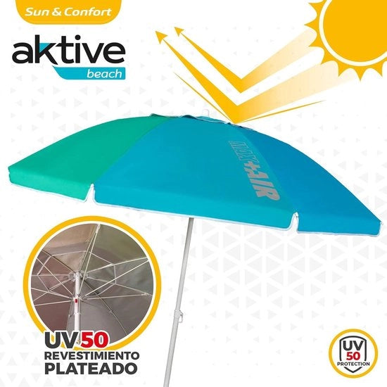 Strumento di schermatura per bagni esterni da 220 cm con tetto ventilato, asta di 28-32 mm, protezione UV 50, design colorato con tasca di stoccaggio