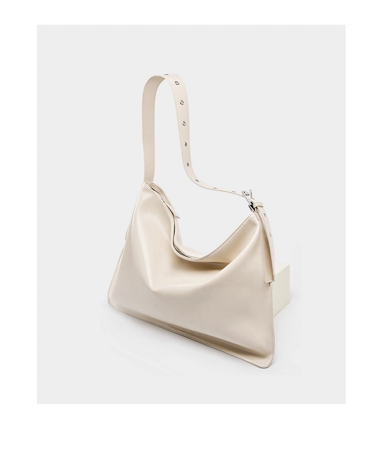 Borse a tracolla grandi e alla moda in vera pelle, colore bianco.