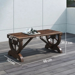 Panca Da Giardino Rustica In Legno Marrone 98 X 50 X 39,5 Cm Per Esterni