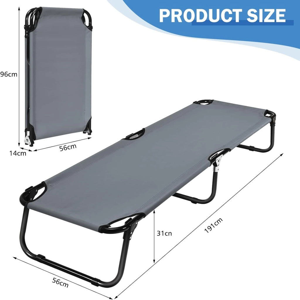 Letto Pieghevole per Campeggio, Letto Portatile con Base in Metallo per Interni ed Esterni, Capacità di Carico di 150 kg per Viaggi, Escursionismo, Pesca, 192x56x31cm