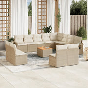 Set Divano da Giardino 13 pz con Cuscini Beige in Polyrattan 3257143