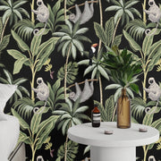 Carta da Parati Scimmie Nera Carta Vegana 250x200cm 5,5mq 