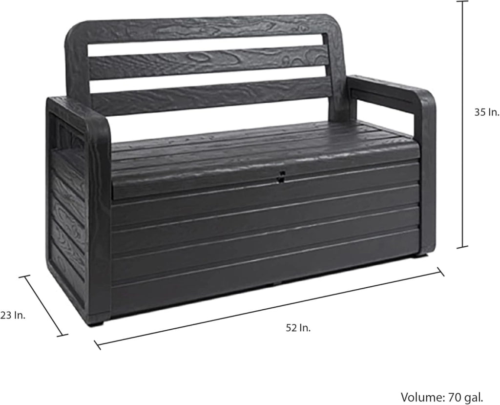 Cassapanca da Esterno Antracite in Resina Effetto Legno 270L132x58x89 h