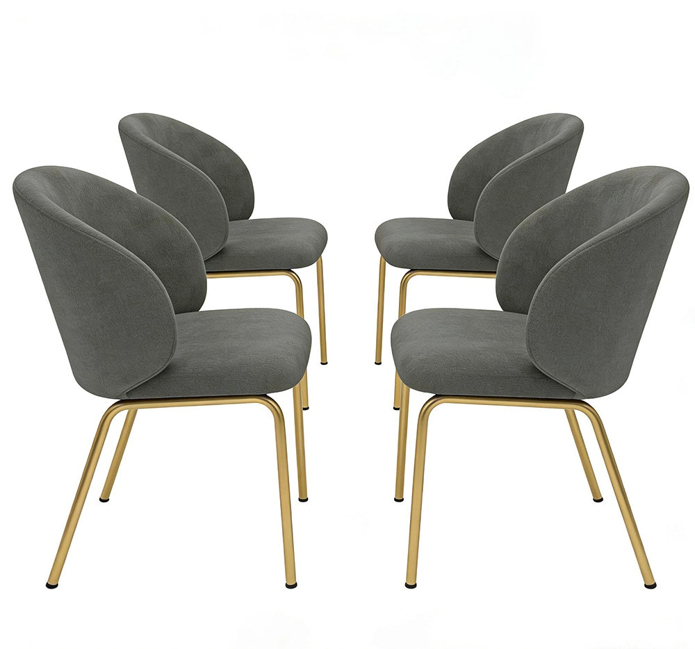 Set di 4 sedie da pranzo - Xylo - 47,5x56x74 cm - Grigio - Piedi dorati in velluto