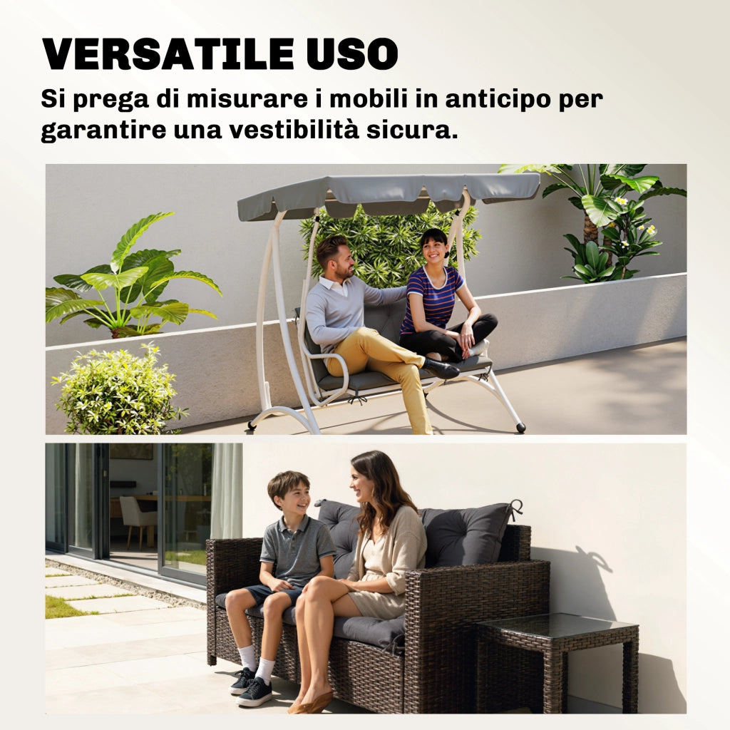 Cuscino da Giardino Capitonn¨¦ 2 Posti ¨C zephmum ¨C Grigio 150x98x8 cm