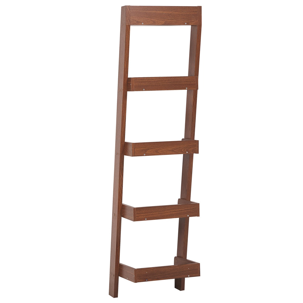 Libreria a scala 4 ripiani legno noce scaffale inclinato stile moderno contemporaneo