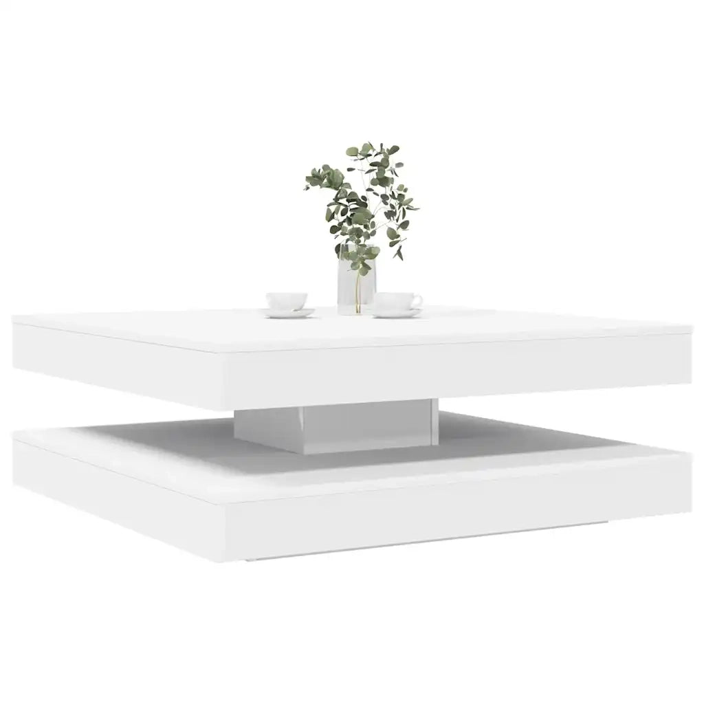 vidaXL Tavolino da Caffè Girevole a 360 Gradi Bianco 90x90x34,5 cm