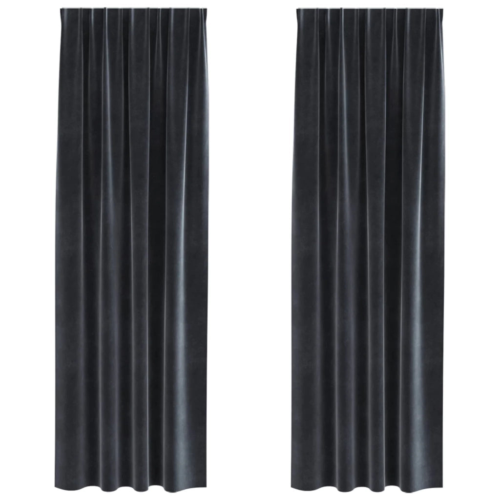 Tende oscuranti 2 pcs Grigio scuro 140 x 260 cm Velluto 4107232