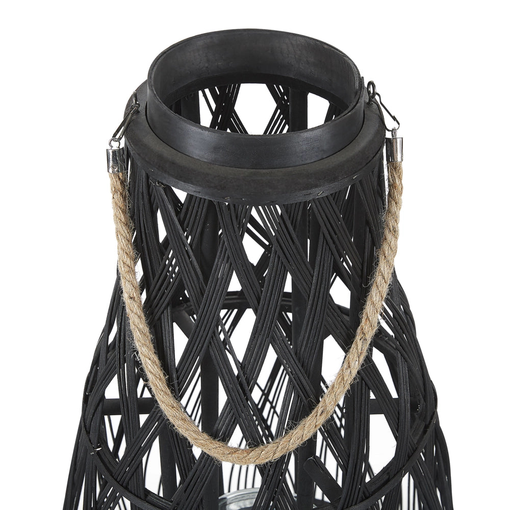 Lanterna in legno di bambù Nero e vetro 56 cm per interni ed esterni scandinavi