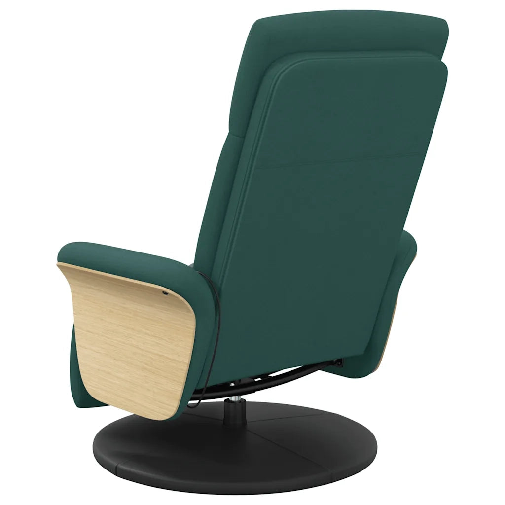 Divano Sedia-Poltrona Reclinabile Massaggio Poggiapiedi Verde Scuro Tessuto 517403