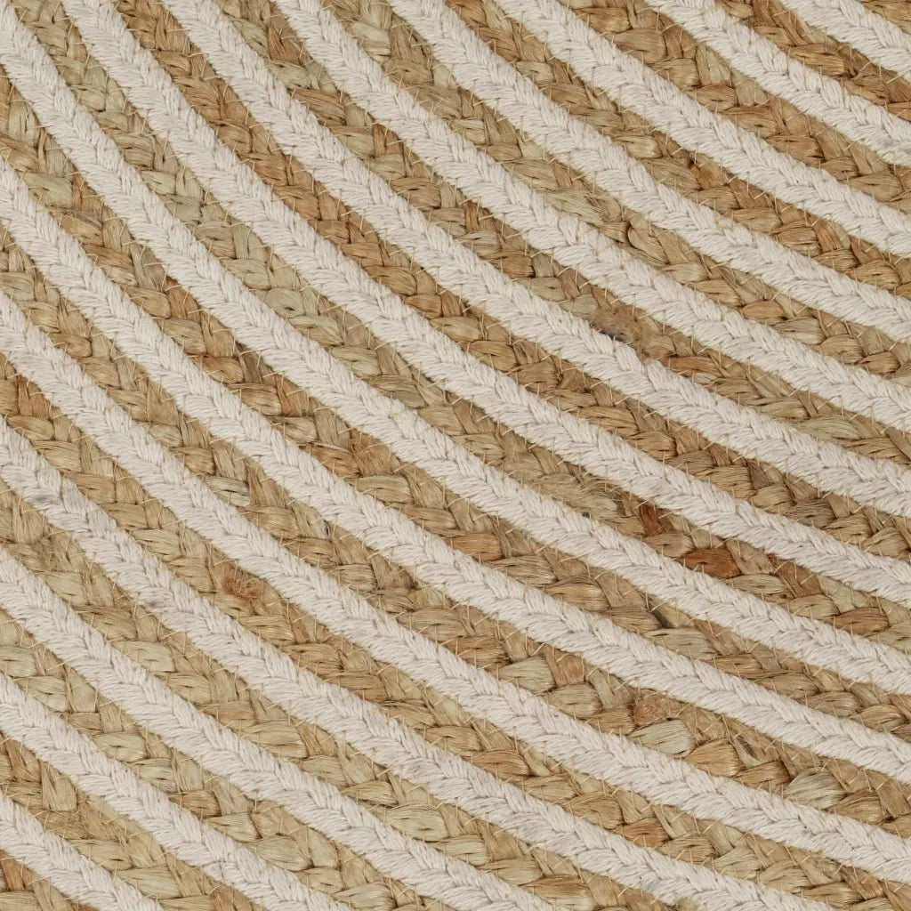 Tappeto del soggiorno | Tappeto Lavorato a Mano in Juta Design a Spirale Bianco 90 cm
