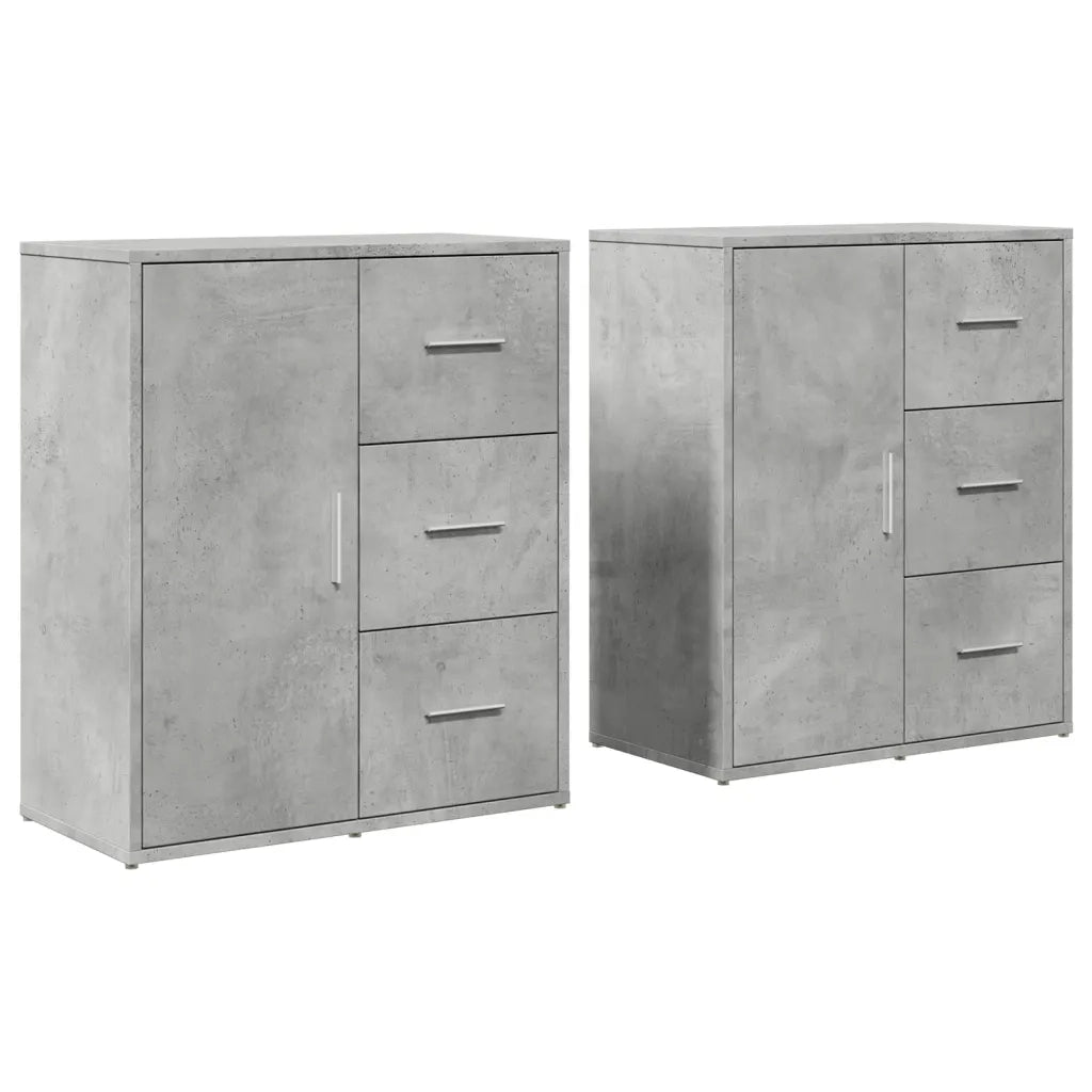 Credenze 2 pz | Madia | Buffet da pranzo | Armadio da pranzo Grigio Cemento 60x31x70 cm in Legno Multistrato