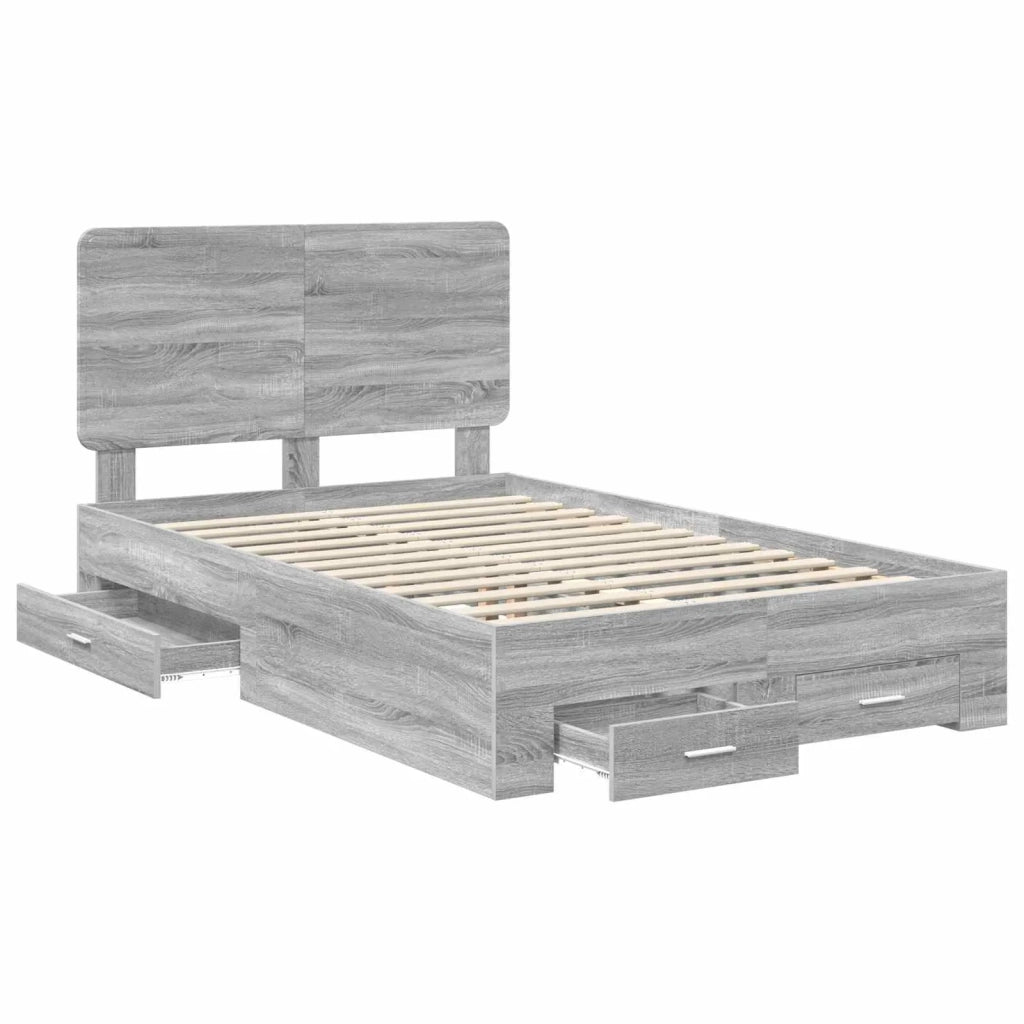 Struttura del letto con testiera Grigio Sonoma 135 x 190 cm