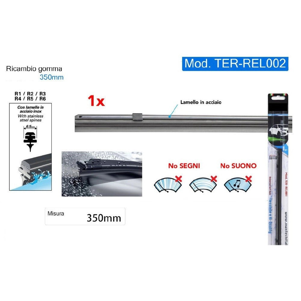 Trade Shop - Ricambi Per Spazzola Tergicristallo Gommino Nero 35 Cm Alta Qualità Ter-rel002 -