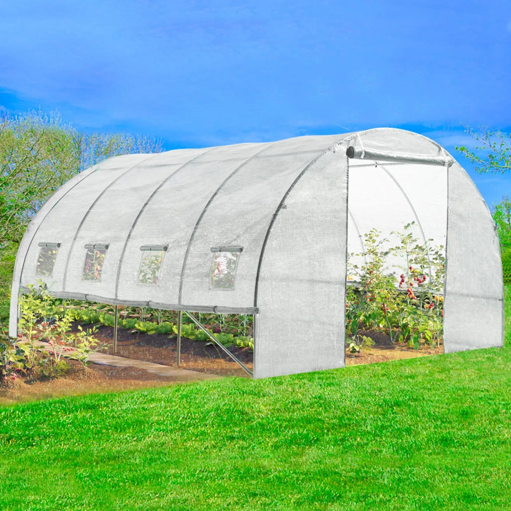 IDMarket - Serra tunnel di giardinario 12m²  bianco 4 stagioni ZEBRA 4x3M