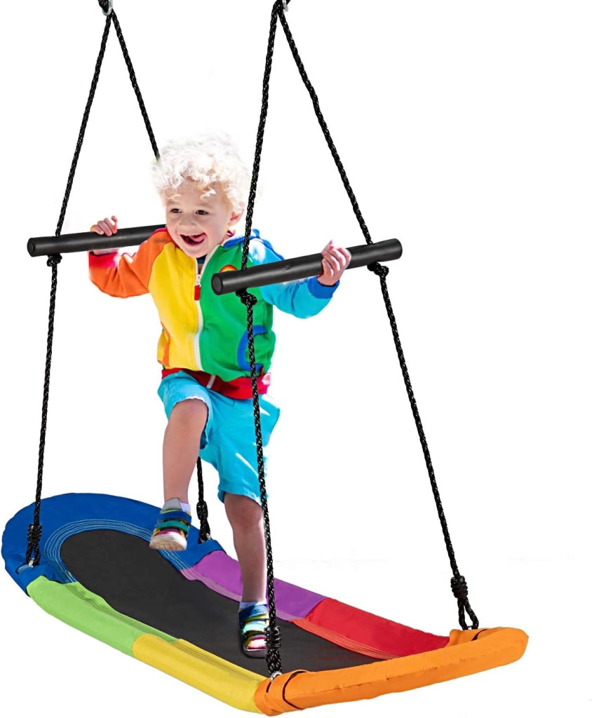 Altalena da Giardino Per Bambini, Altalena Ovale da Albero, con Maniglie, per Esterno, Portata Max. 150 kg (Multicolore)