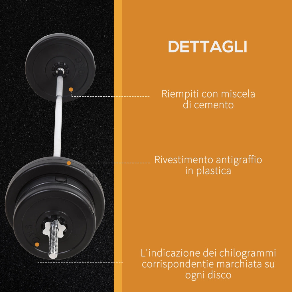 Set Bilanciere e Dischi 65kg con 2 Manubri ¨C zephmum ¨C Acciaio e Plastica
