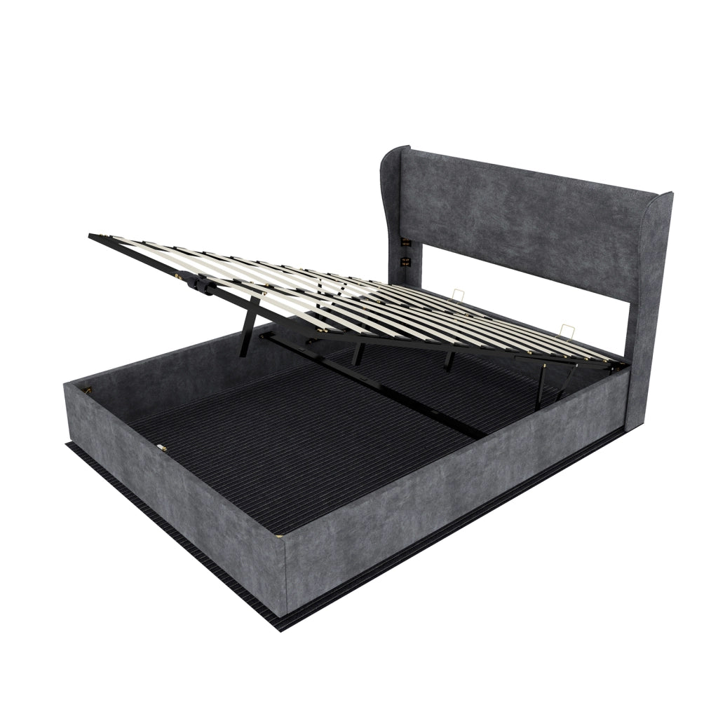 LETTO Imbottito 140x200 cm Grigio