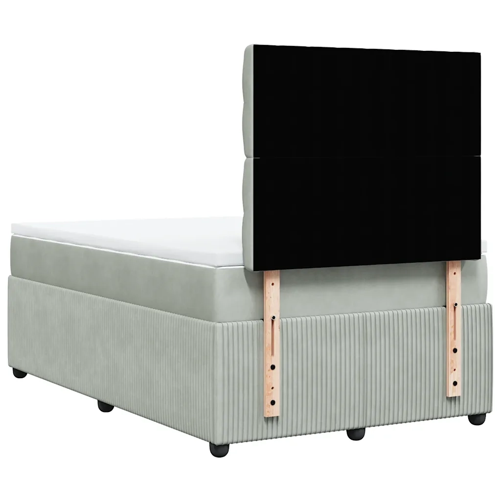 Giroletto a Molle con Materasso Grigio Chiaro 120x200cm Velluto