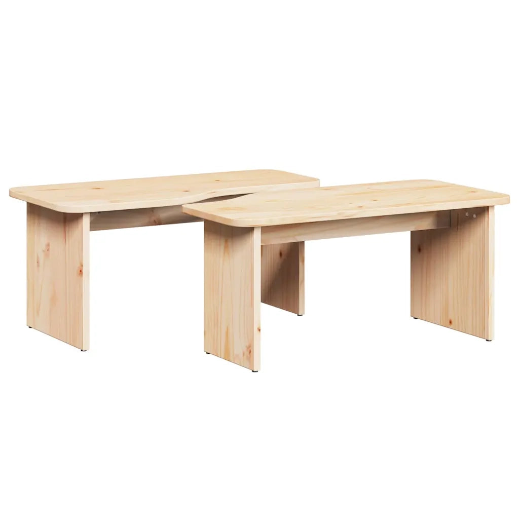Tavolino da salotto 2 pcs Naturale Legno di pino massello 873523