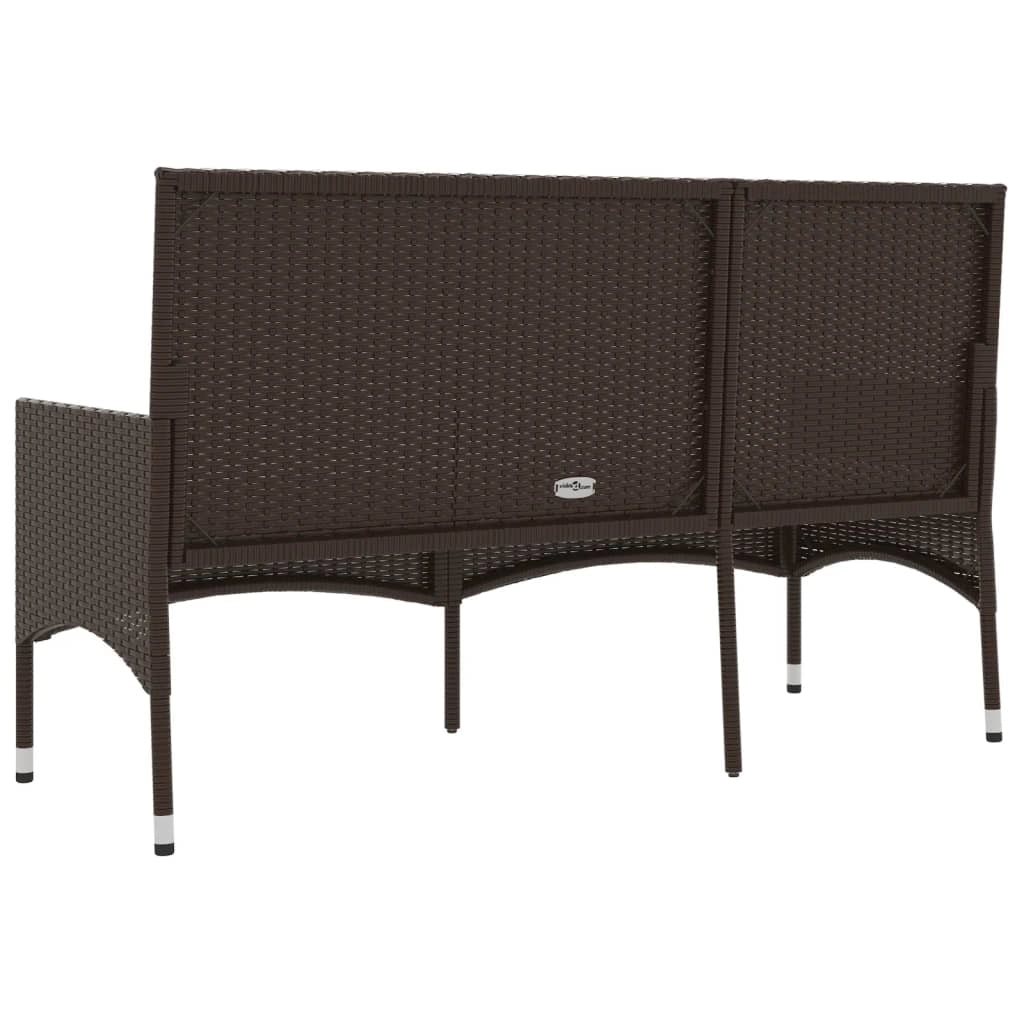 Panca da giardino mobile da giardino per esterni terrazza a 3 posti con cuscini 140 x 51 x 85 cm resina intrecciata marrone 02_0011790