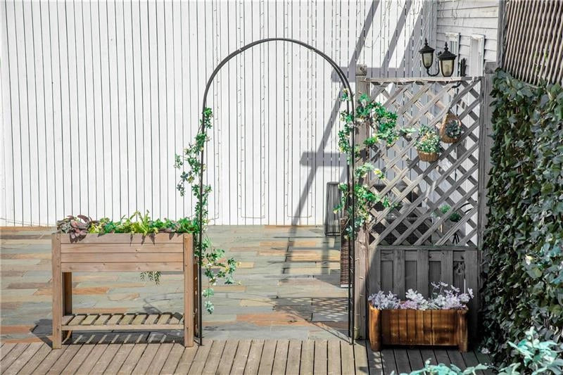 ARCO PER ROSE E SUPPORTO PER PIANTE RAMPICANTI IN METALLO, 114X30X230CM, NERO