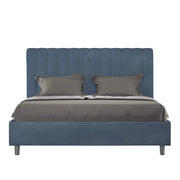 Letto una piazza e mezza con rete imbottito 130x200 microfibra blu Agueda