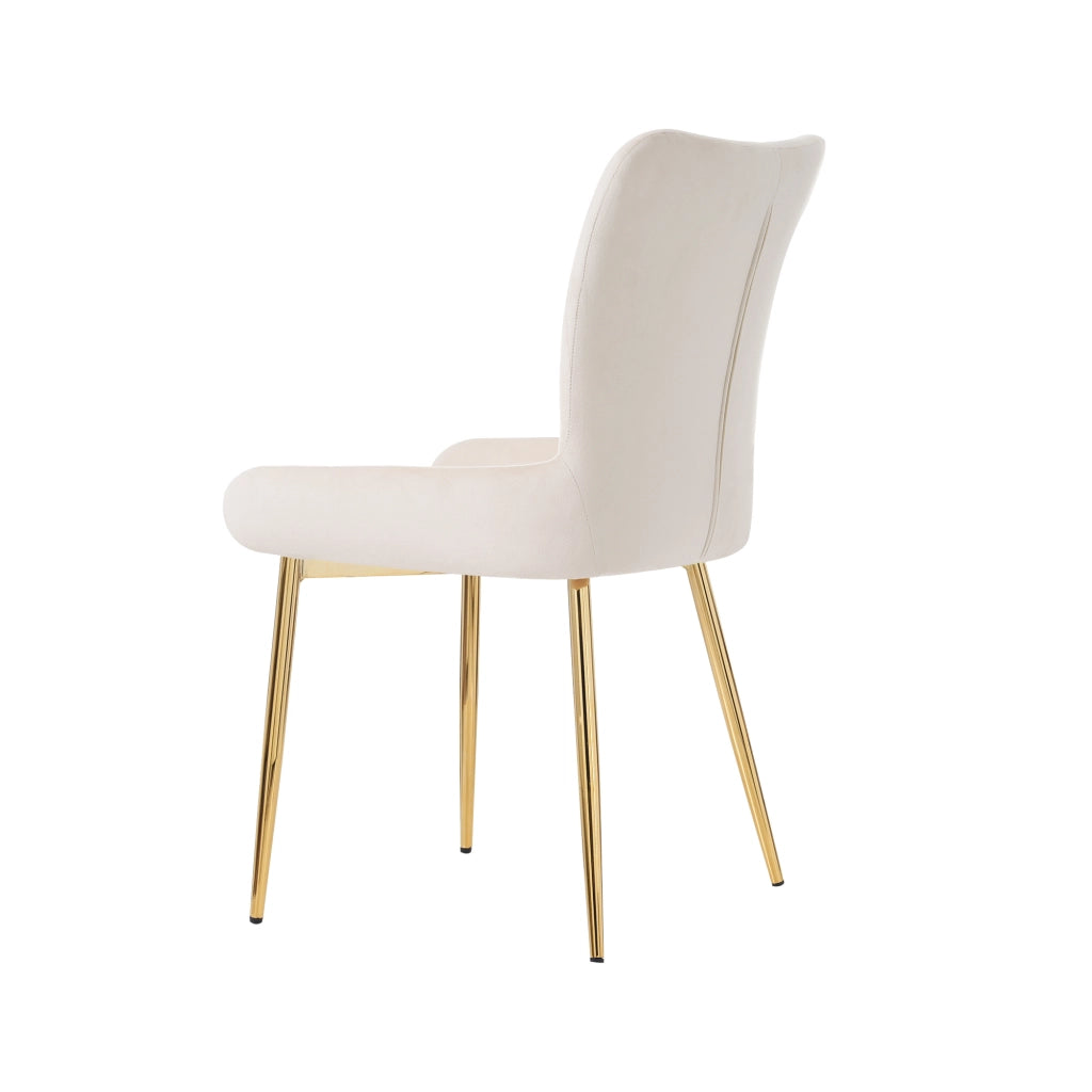 Set di 4 sedie da pranzo in velluto beige e oro, struttura in metallo, per sala da pranzo e soggiorno