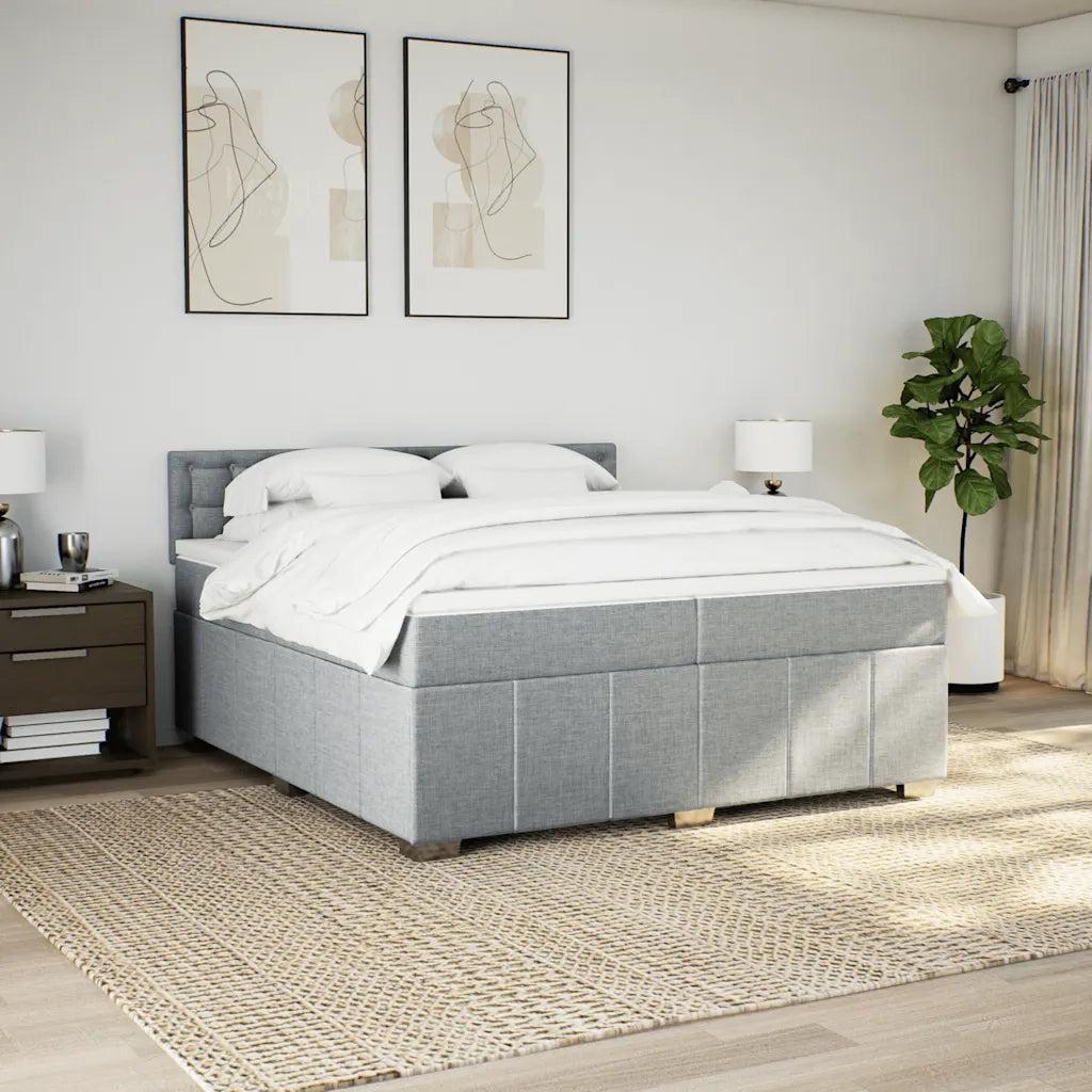 Giroletto a Molle con Materasso Grigio Chiaro 200x200cm Tessuto