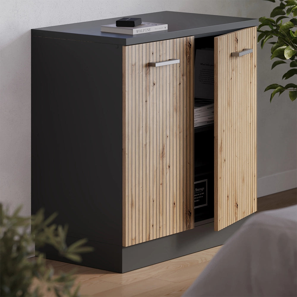 Mobile per mansarda Rion Rovere artigianale/Antracite 80 x 83.8 cm senza inclinazione con 2 ante Vicco