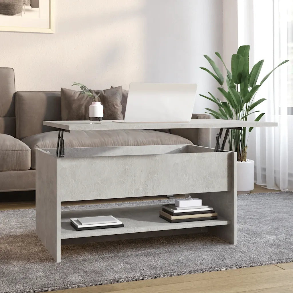 Tavolino da Salotto Grigio Cemento 80x50x40cm Legno Multistrato 809660