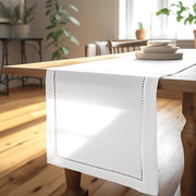 Tappeto per sala da pranzo, 100% cotone puro, con zoom centrale, per sale da pranzo da 8 posti, dimensioni 40 x 230 cm, bianco, tovaglia decorativa per feste, casa, ristoranti e hotel, lavabile in macchina