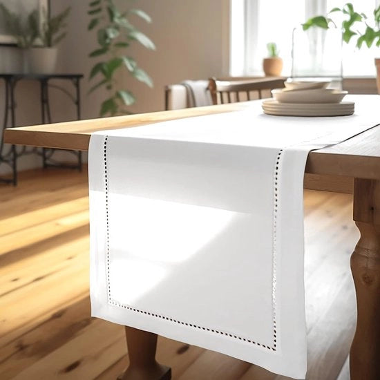 Tappeto per sala da pranzo, 100% cotone puro, con zoom centrale, per sale da pranzo da 8 posti, dimensioni 40 x 230 cm, bianco, tovaglia decorativa per feste, casa, ristoranti e hotel, lavabile in macchina