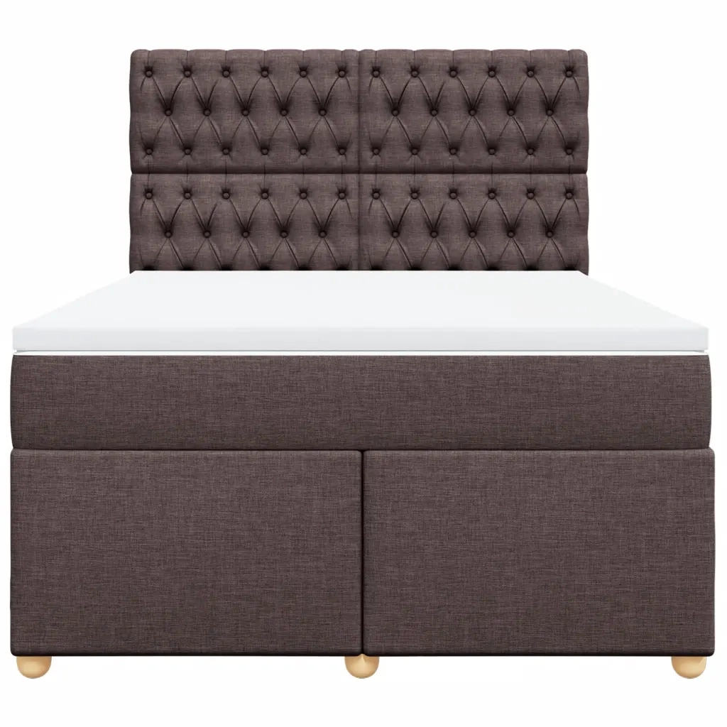 Giroletto a Molle con Materasso Marrone Scuro 160x200cm Tessuto