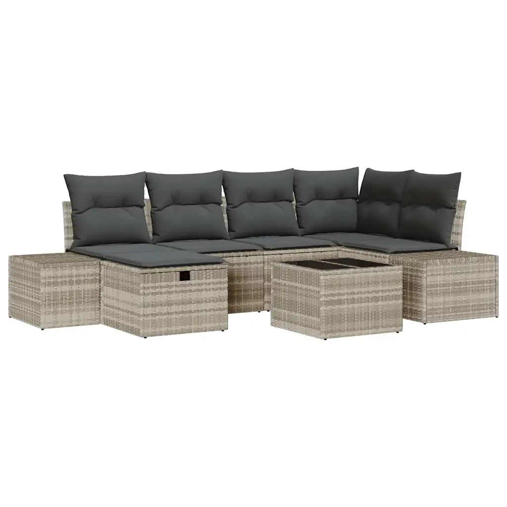 Set Divano da Giardino 7 pcs Grigio chiaro polyrattan 3359391