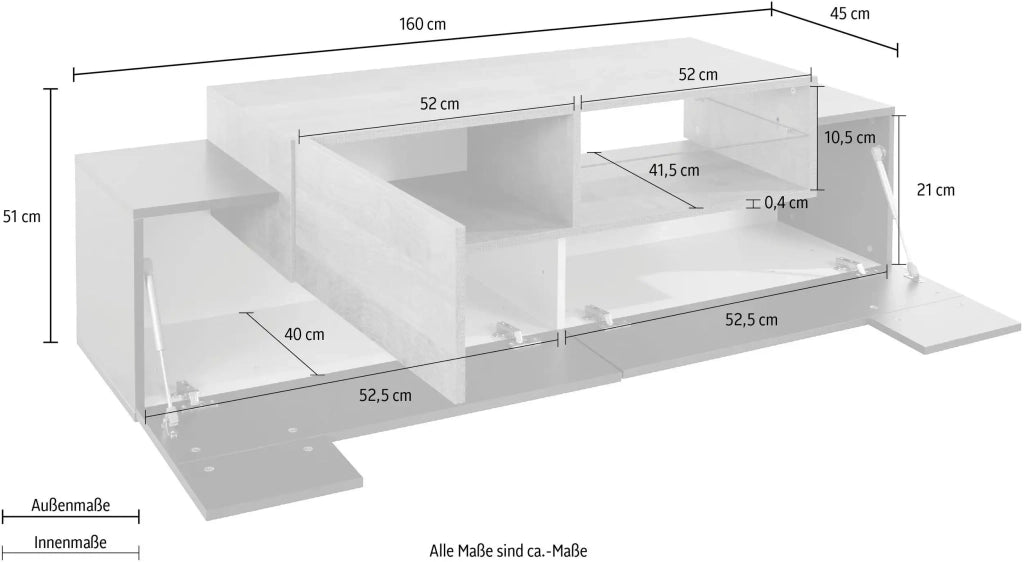 Mobile per TV New Coro L 160 x H 51 x P 45 cm rovere