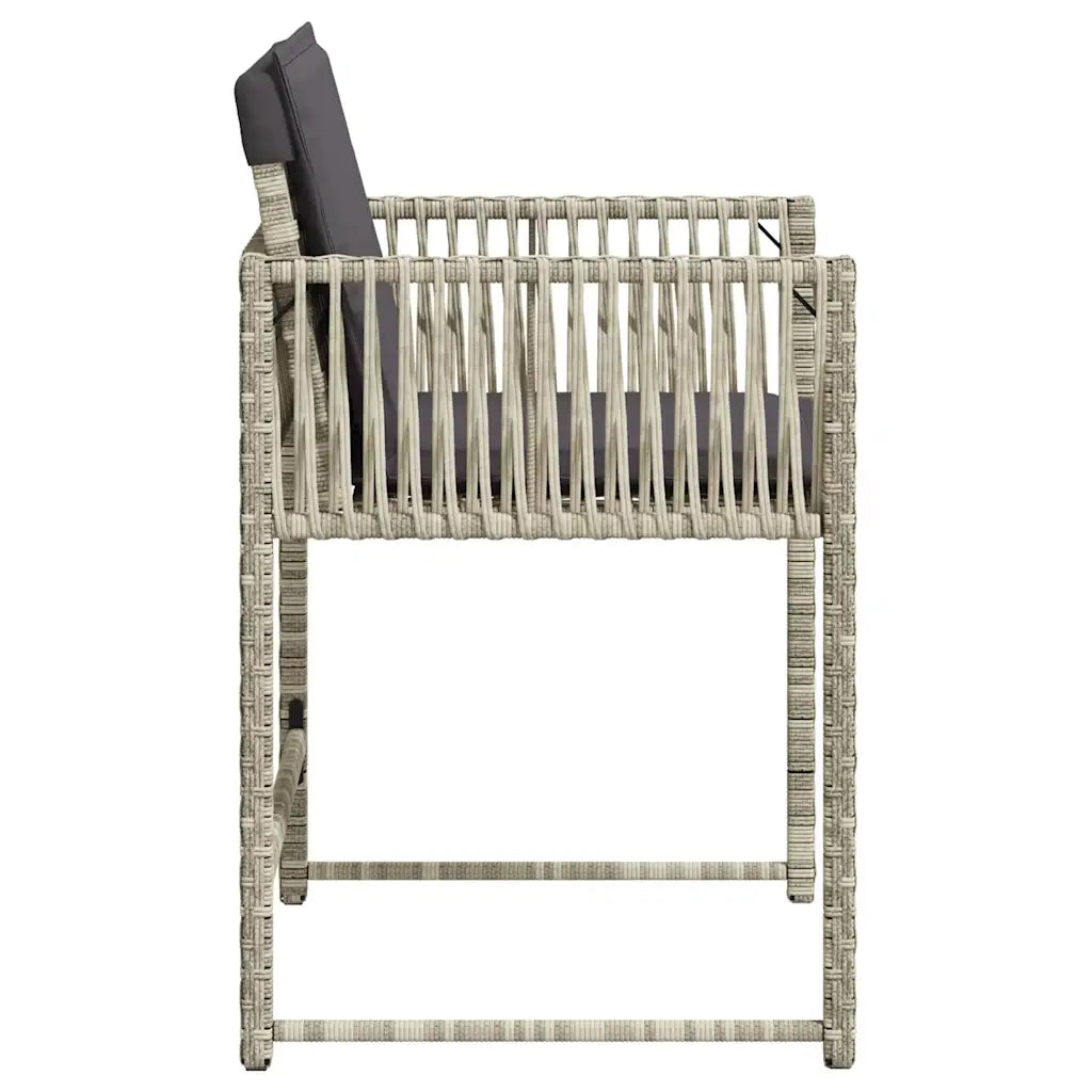 Sedie da Giardino con Cuscini 4 pz | Sedie da Esterno Grigio Chiaro in Polyrattan
