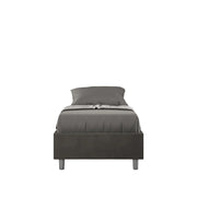 Letto singolo con rete imbottito 80x210 microfibra grigio Azelia
