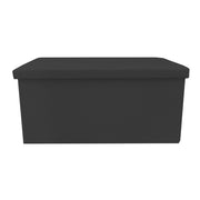 Puff Ottomano rettangolare pieghevole in similpelle 76x38x38 cm | Nyana Casa | Stile ottomano | Similpelle resistente | Nero, grigio e beige