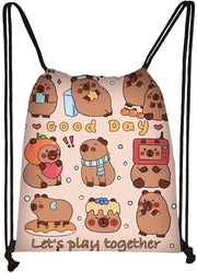 Zak Sportivo con Disegno Carino - Materiale Polyester - Leggero - Ripiegabile - Ampio Spazio Principale - Chiusura con Cordoncino - Borsa Sportiva