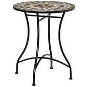 Tavolo da giardino rotondo in metallo e mosaico ¨C zephmum ¨C nero, 60x71 cm