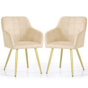 Set di 2 Sedie imbottite con cuciture quadrate LUXANO Beige gambe oro