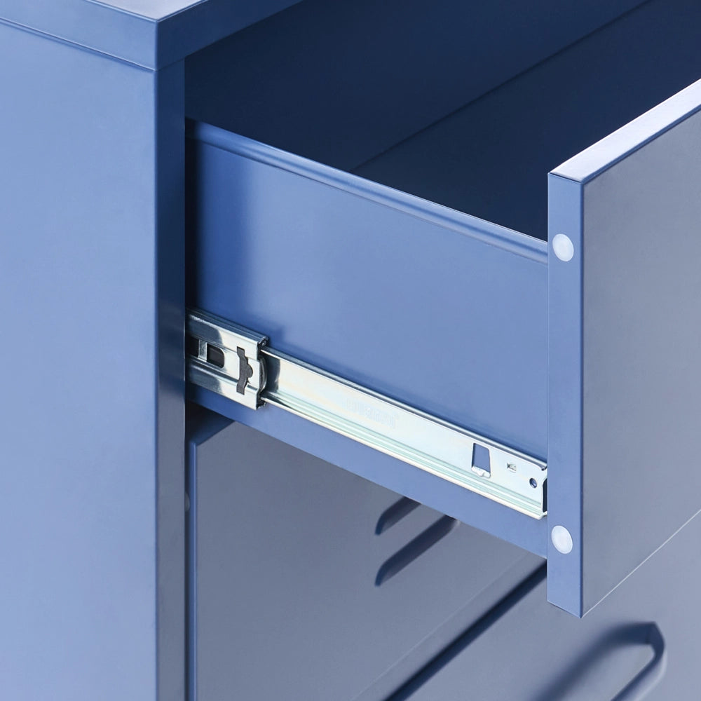 Armadio a 4 cassetti in metallo blu navy in acciaio stile industriale per il soggiorno dell'home office