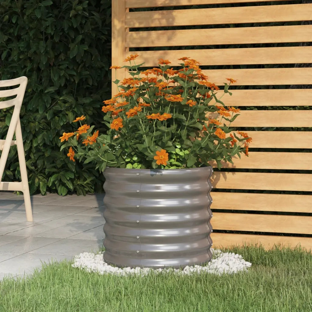 Vaso da Giardino Acciaio Zincato 40x40x36cm Grigio 318844