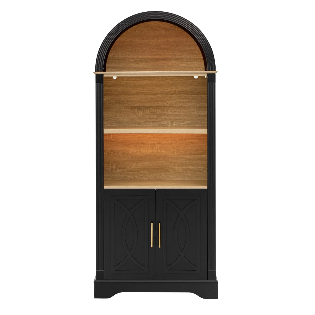 Credenza con 3 vani e ripiano regolabile; LED - per cucina - 76.2×40.1×180 cm - nero