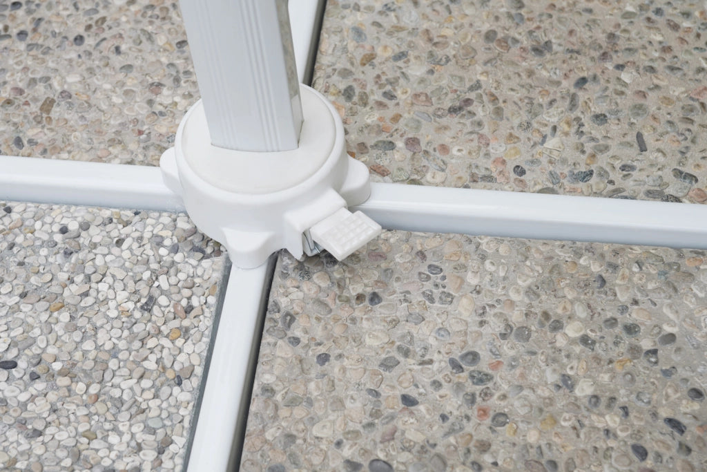 Cheonda - Ombrellone California 3X3 bianco Telo Spuncrylic  Grigio Greenwood