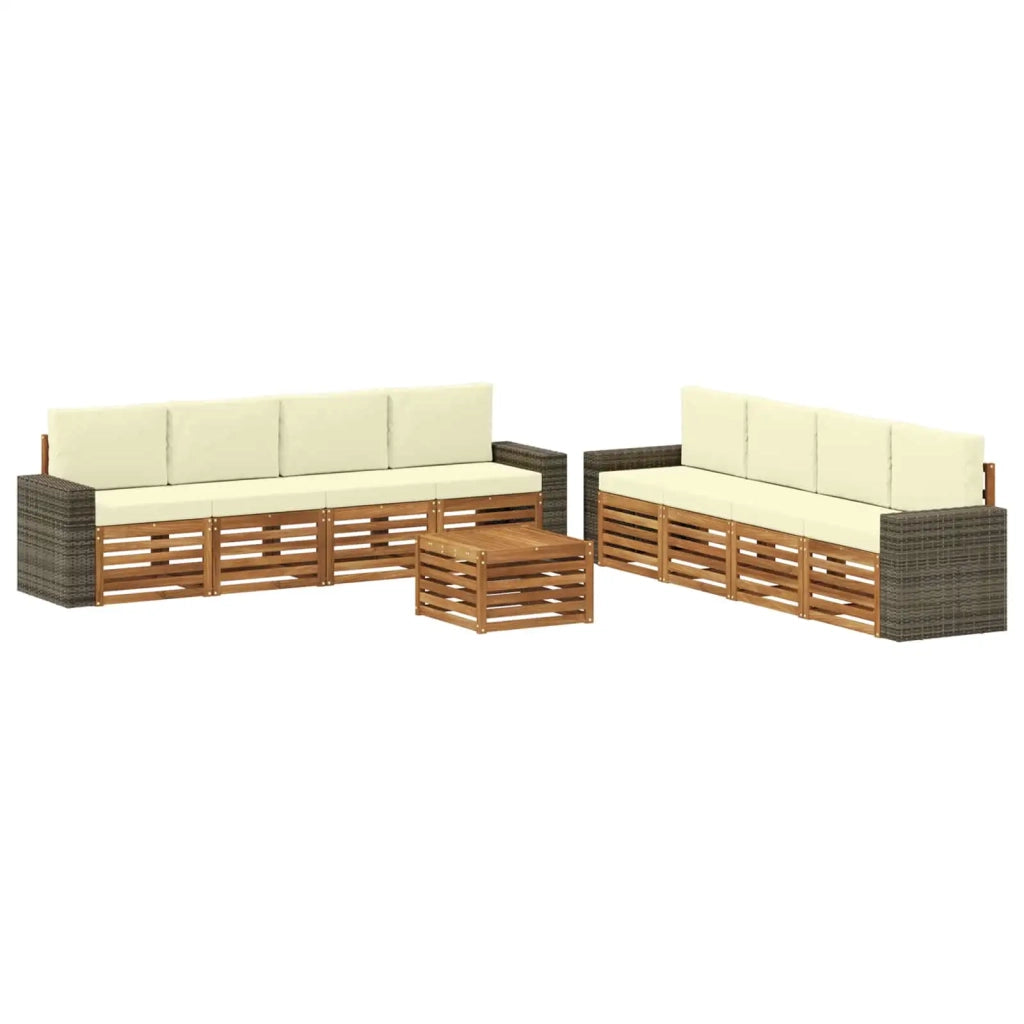 Set di divani da esterno 9 pz Naturale e Crema 3384186