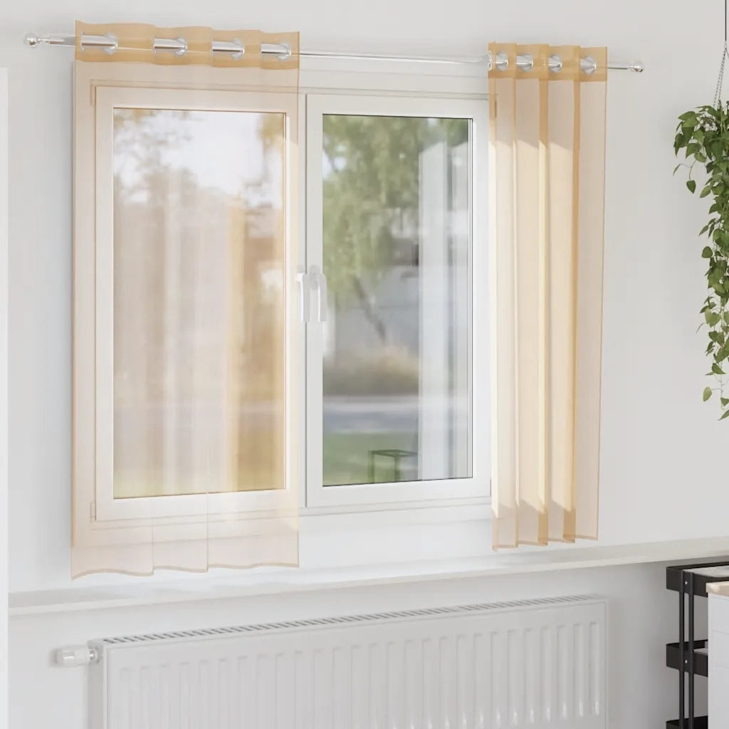 vidaXL Tende in Voile con Occhielli 2 pz Sabbia