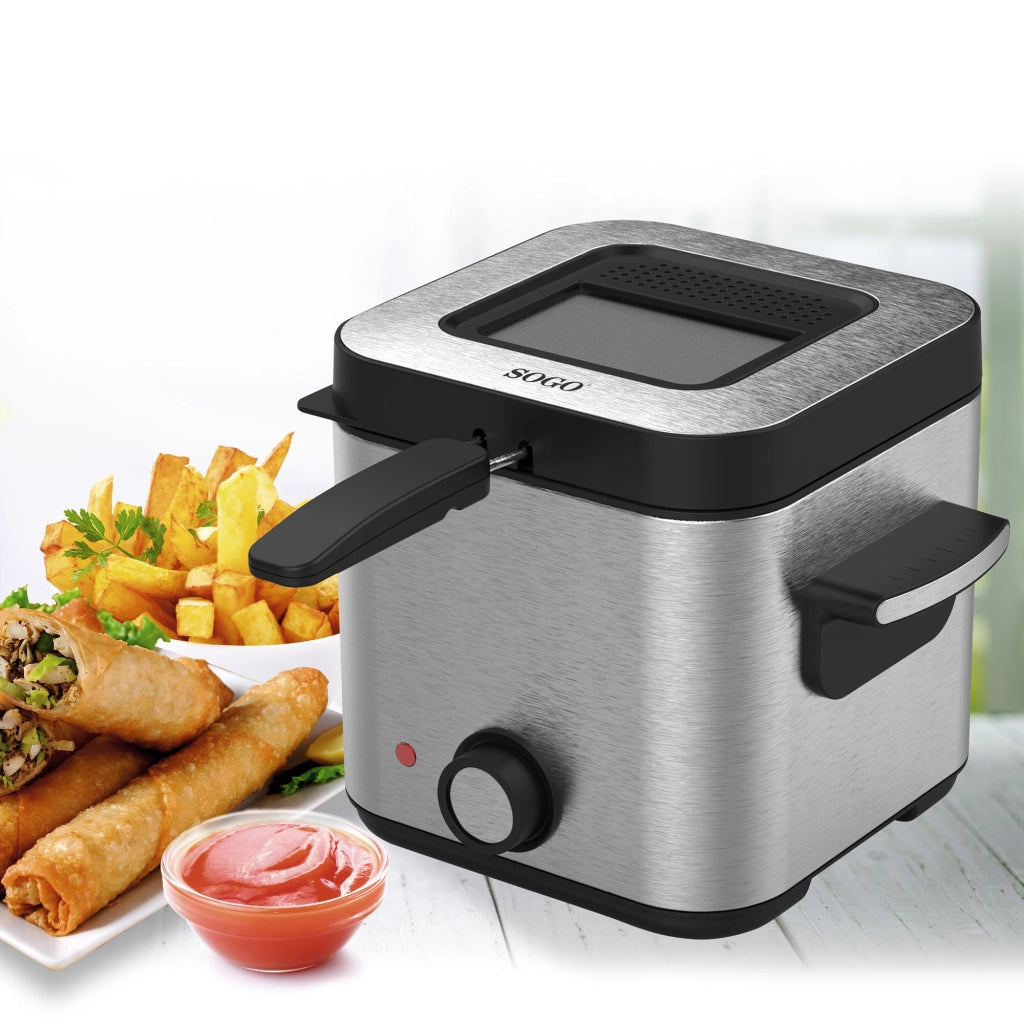 Friggitrice in Acciaio Inox con Finestra Trasparente e Filtro 1.5L - 900W
