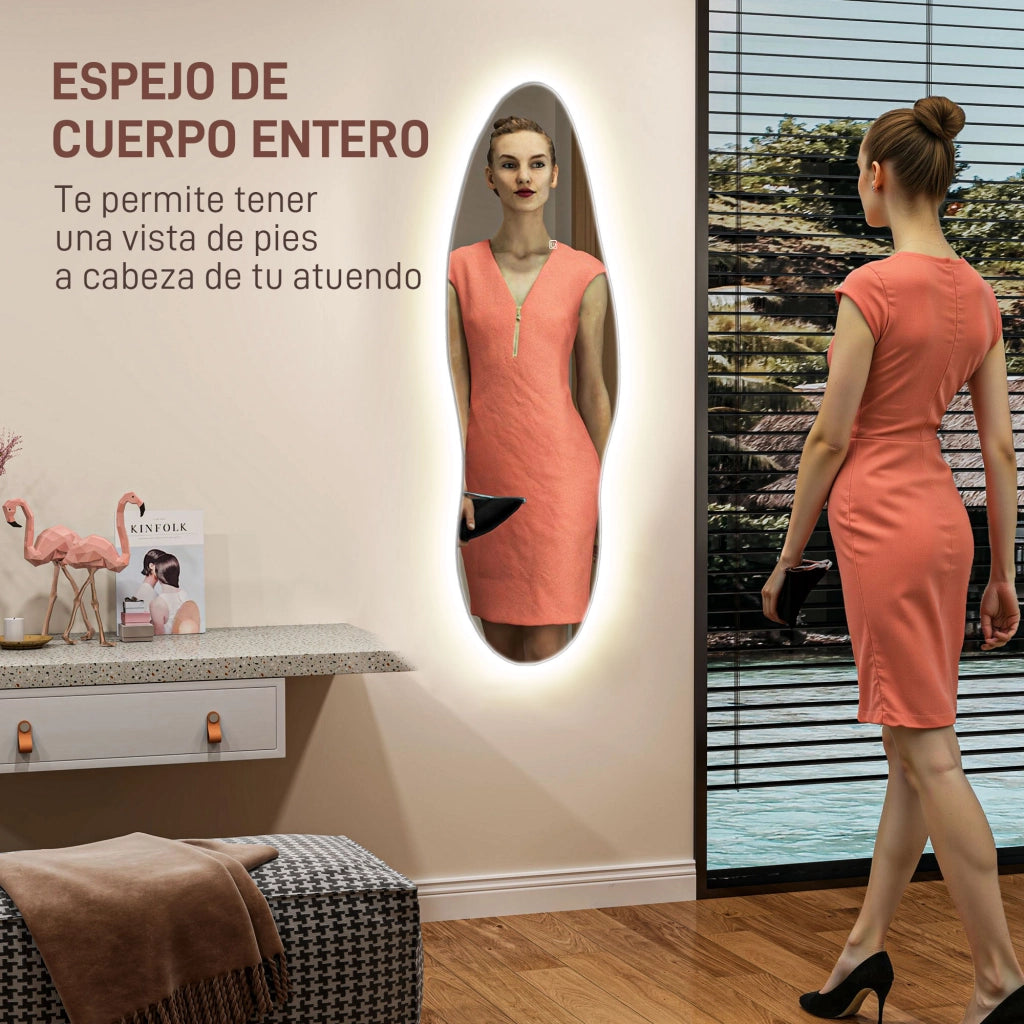 Specchio da Parete a Pieno Corpo con Luci LED ¨C Minimal ¨C 120x40 cm
